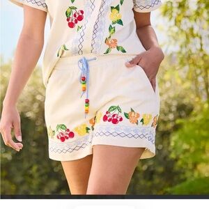 Disney Her Universe Cream Shorts with Colorful Hidden Mickey Embroidery